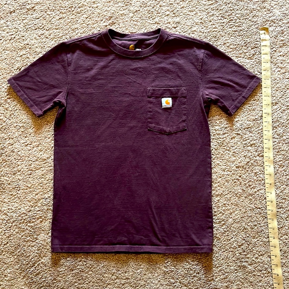 Mens Carhartt Maroon original fit Pocket Crew Neck T-Shirt sz XS